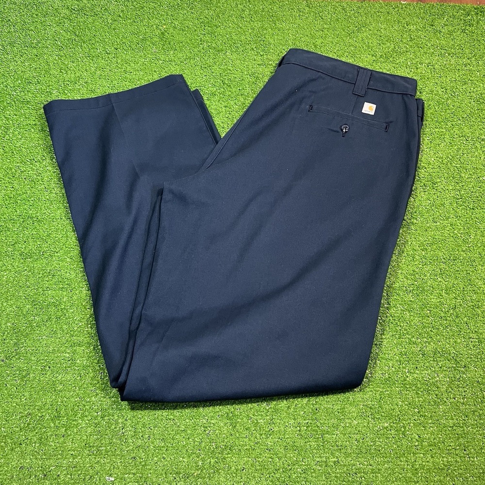 Carhartt Pants Mens 42x34 Navy Blue Relax Fit Utility Work Carpenter Canvas MINT